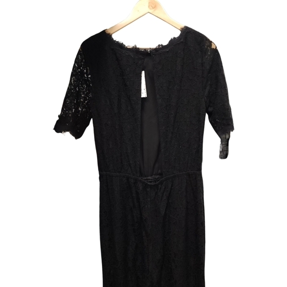 Diane Von Furstenberg Black Kendra Lace Jumpsuit NWT Size 10 - Picture 7 of 14